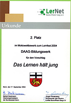 2. Platz beim Mottowettbewerk - Lernfest 2004.